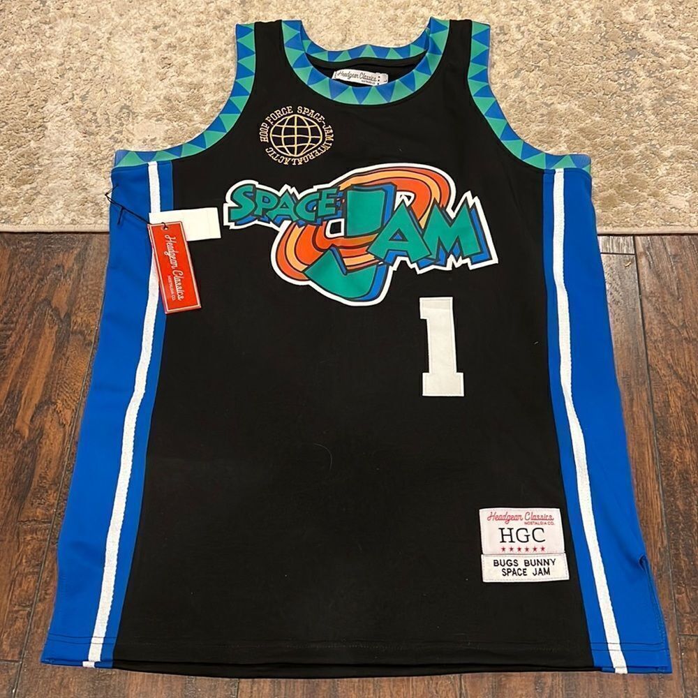 Space Jam BUGS BUNNY Black Basketball Jersey Authentic by Headgear Classics LRG